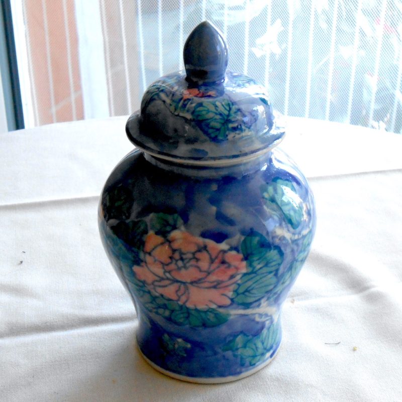 Pot avec couvercle - Petite potiche bleue