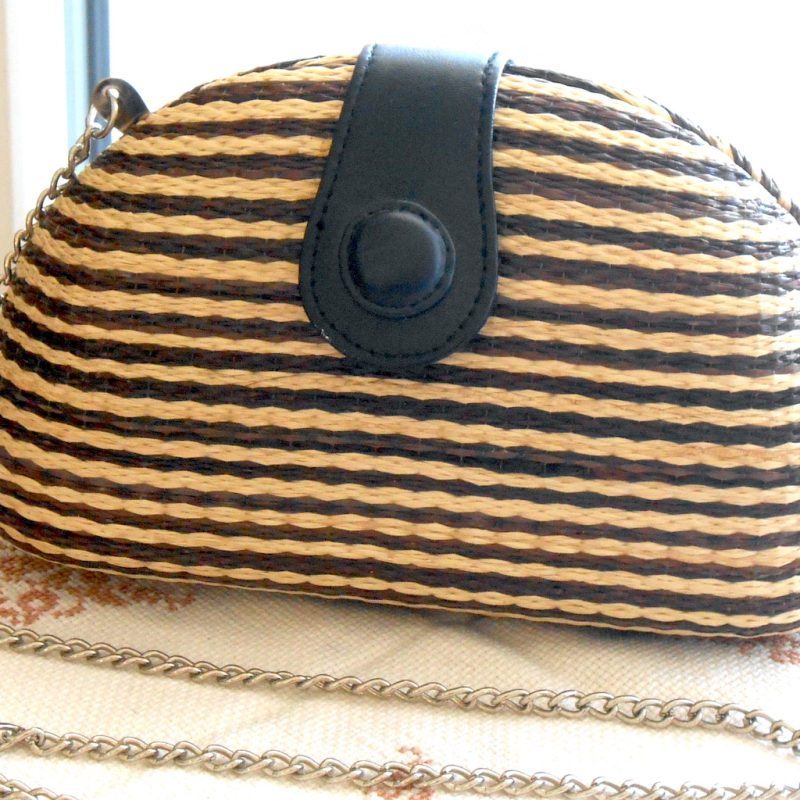 Sac - Petit sac COQUILLE rayé beige marron