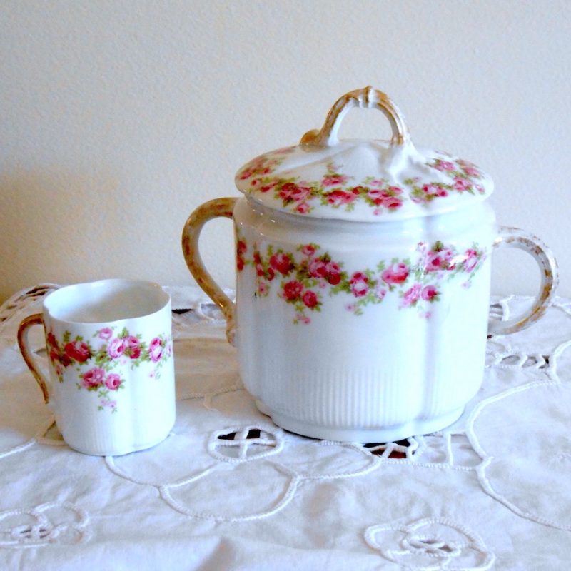 Pot - tasse FLEURS ROSE faience