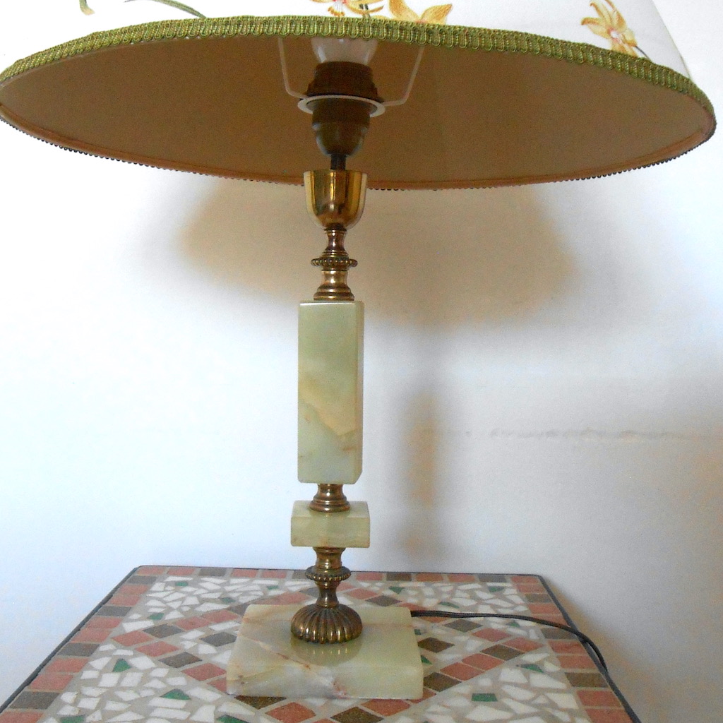 Lampe marbre - abatjour fleurs jaune – Image 3
