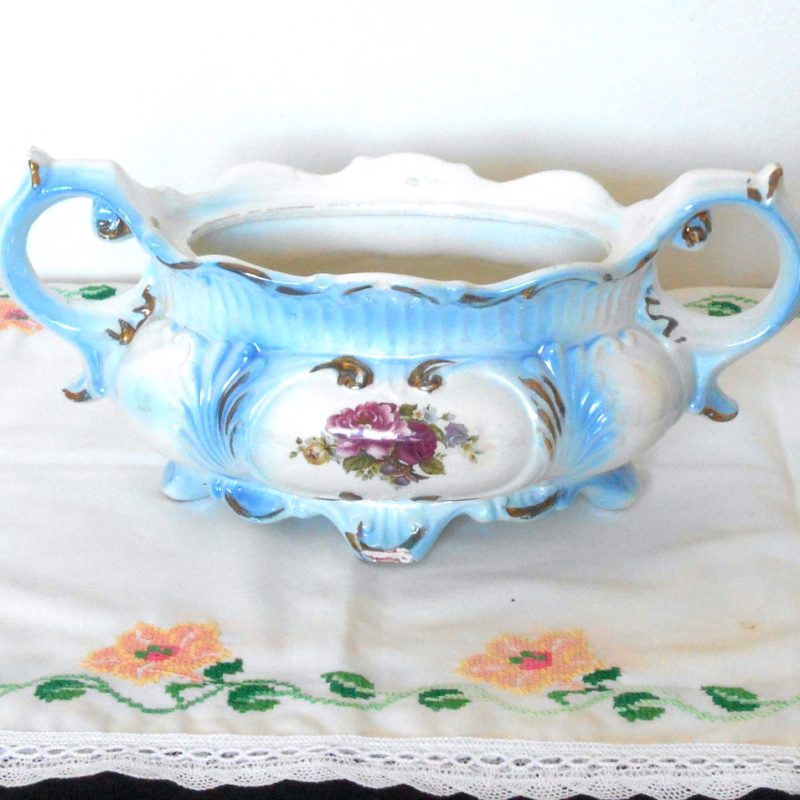 Corbeille baroque - bleue et fleurs