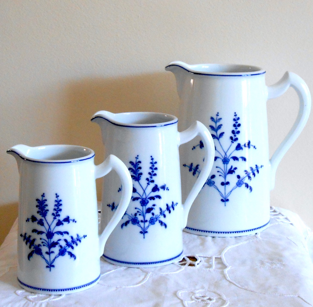Pot - blanc bleu SÉRIE de 3