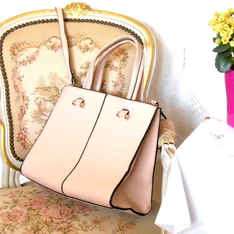 Sac cuir - Rose anse poignée