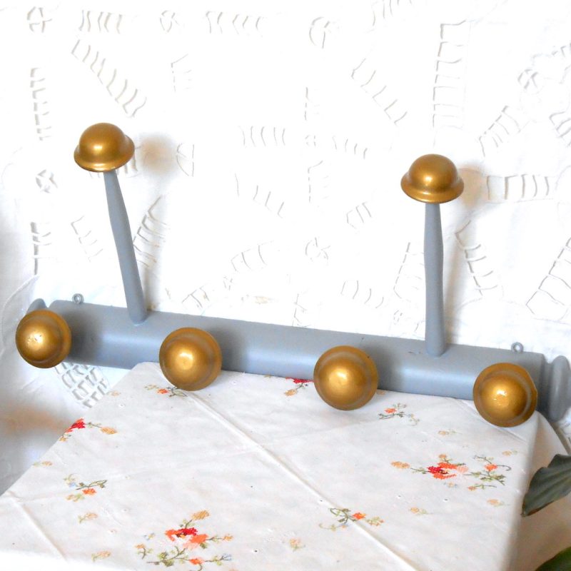 PorteManteau - Bois gris or 6 boules