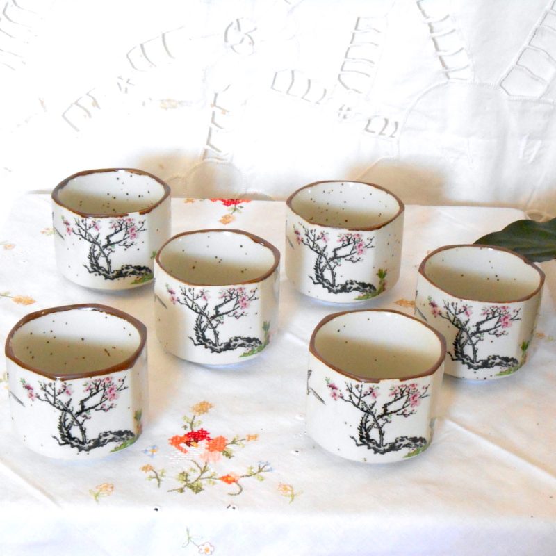 Tasses 6 - Asiatique thé saké cerisier fleurs