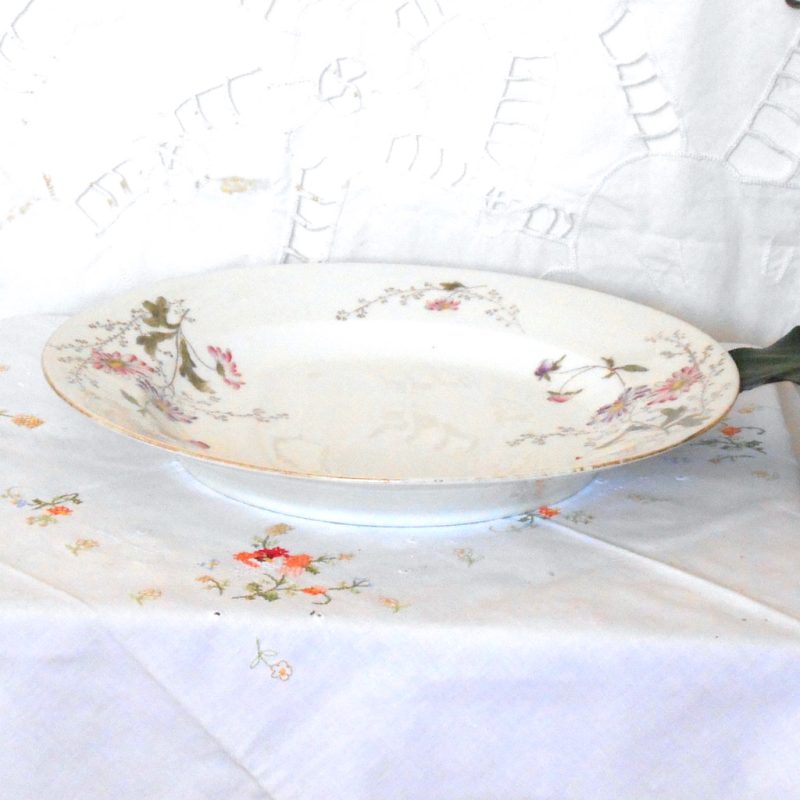 Plat gateau - Porcelaine blanche fleurie