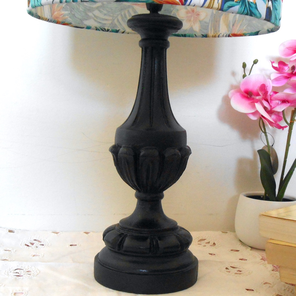 Lampe - noir tissus oiseaux – Image 3