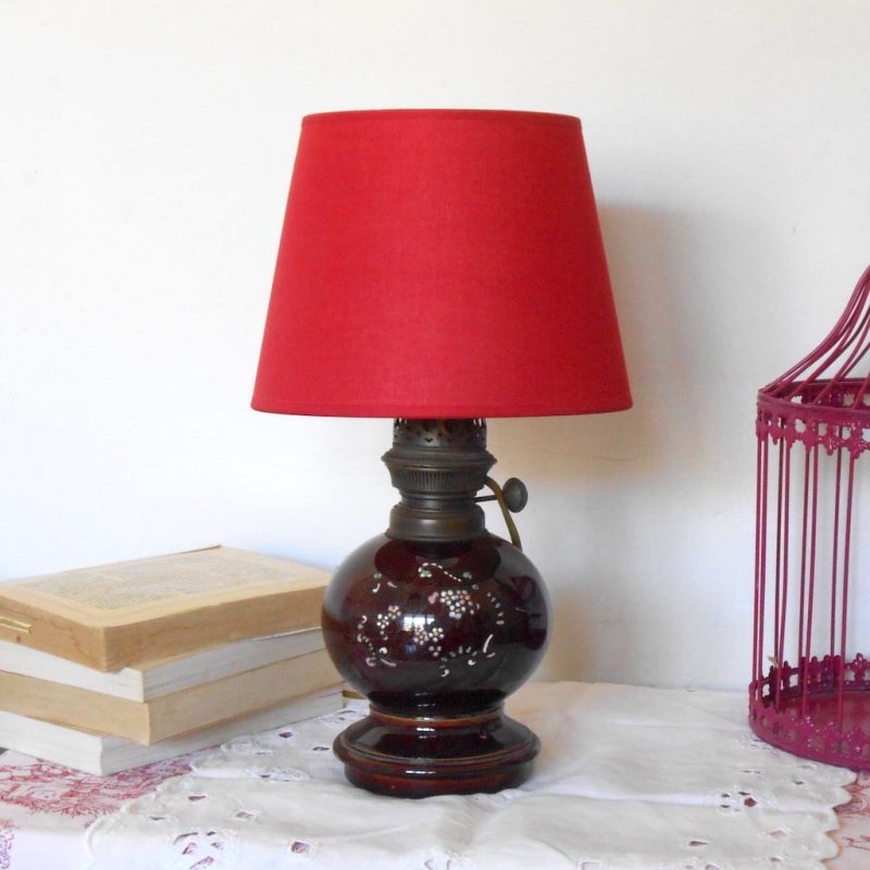 Lampe boule - abatjour rouge