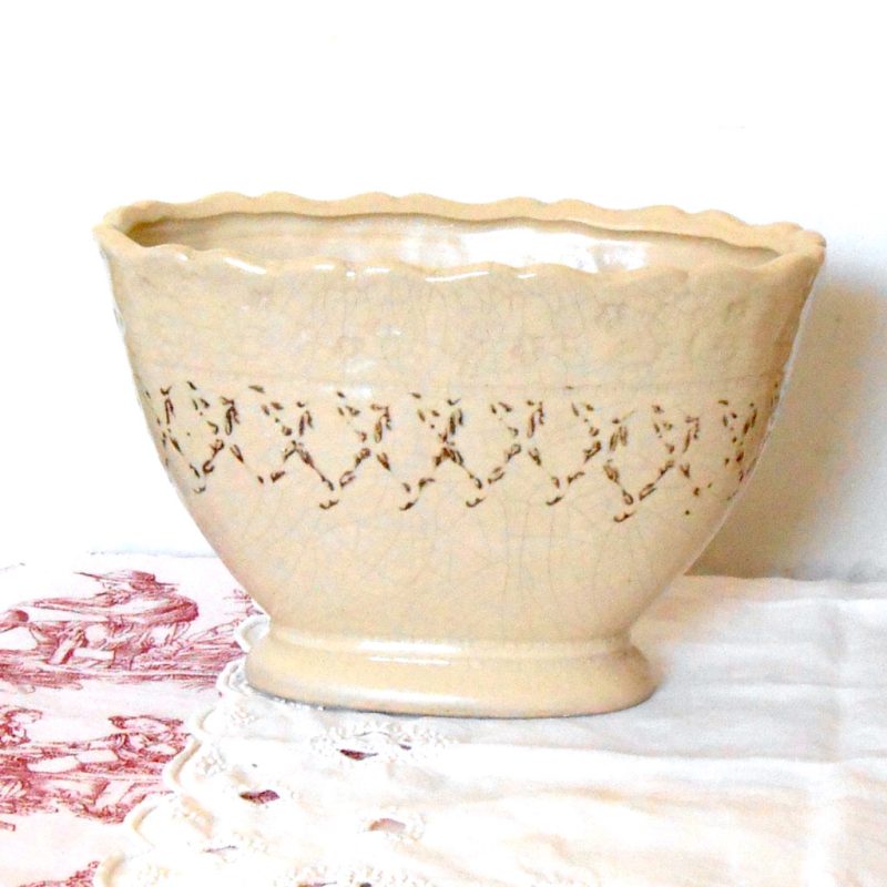 Cachepot corbeille - ovale beige