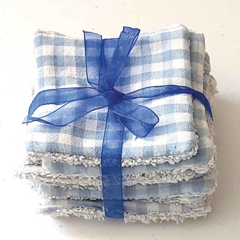 Lingettes bleues ciel a carreaux