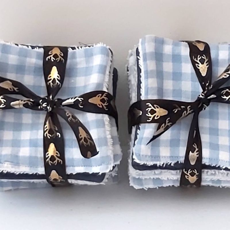 Lingettes bleues carreaux et marine crâne