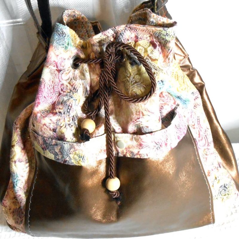 Seau skai bronze tissus filet or beige brillant