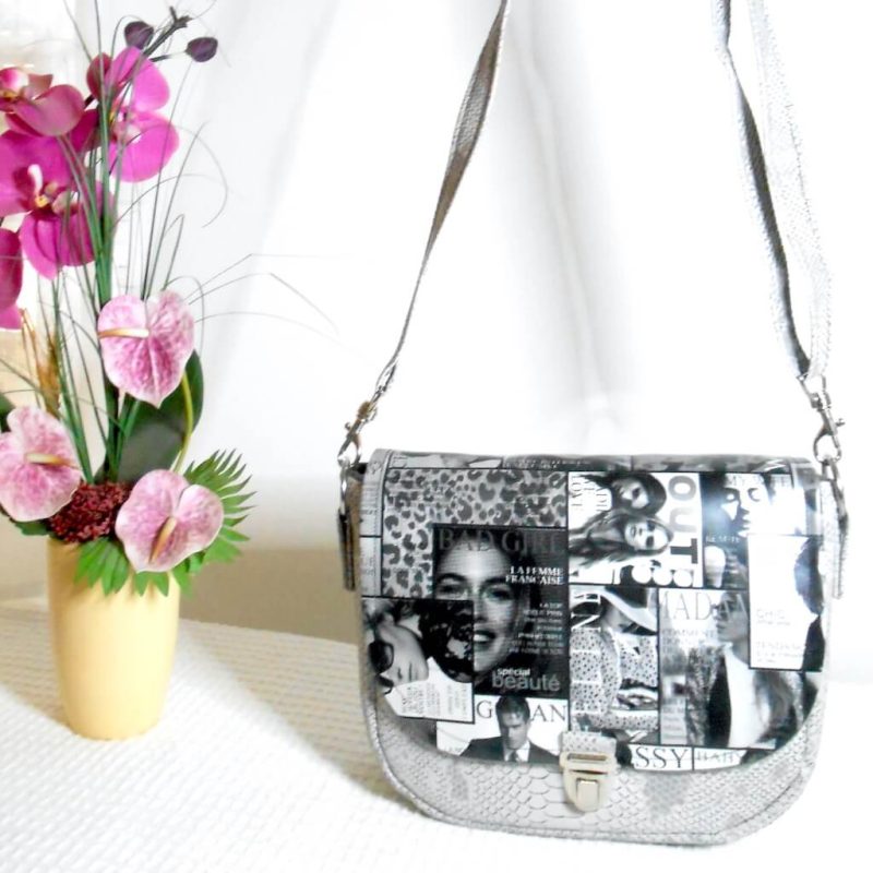 Rabat skai gris-motif FEMME