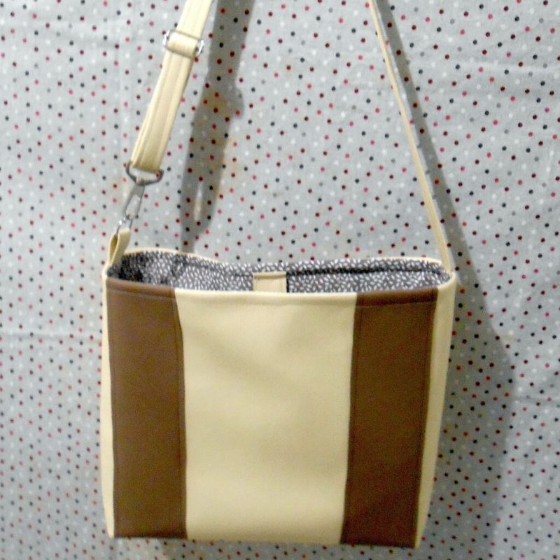 Cabas skai ivoire 2 bandes beige