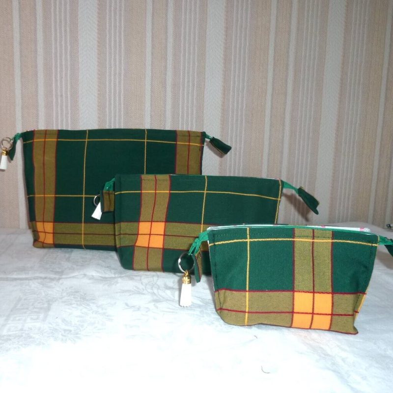 Pochette double TRIO carreaux vert-GdeMoyPet