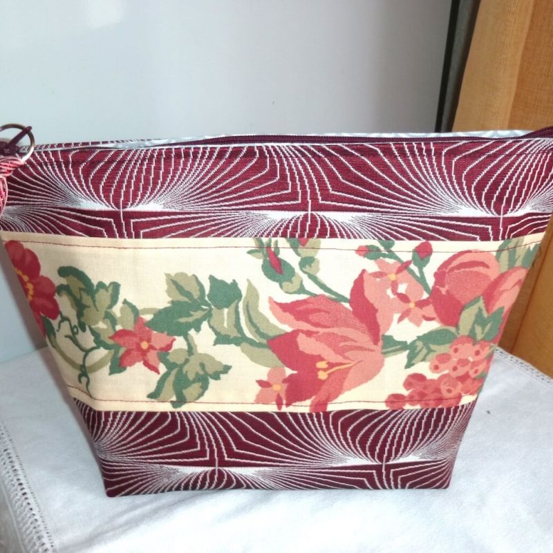 Pochette bordeaux BANDE FLEURS