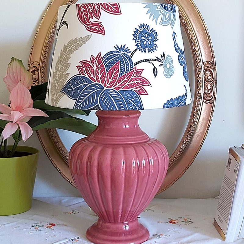 Lampe - Grande Céramique STRIÉ FRAMBOISE