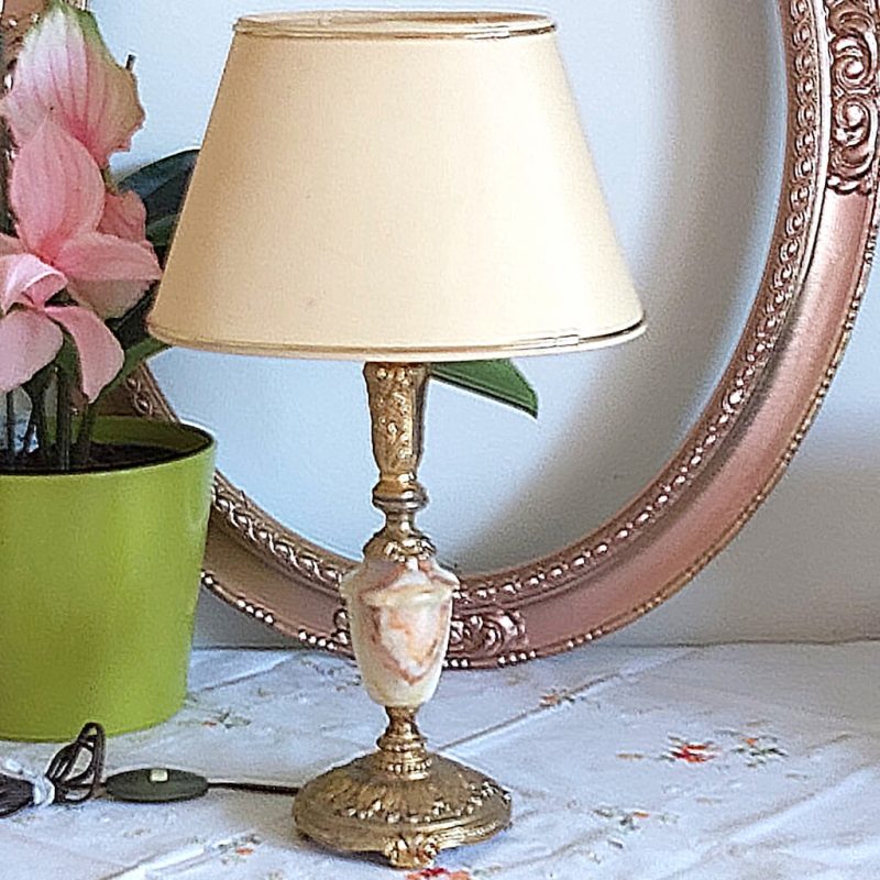Lampe - Pied Marbre Vieil OR Tourné