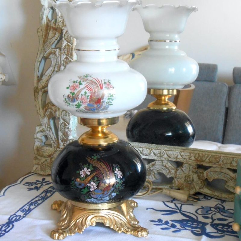 Lampe - Modèle 19° LAITON Abatjour OPALINE