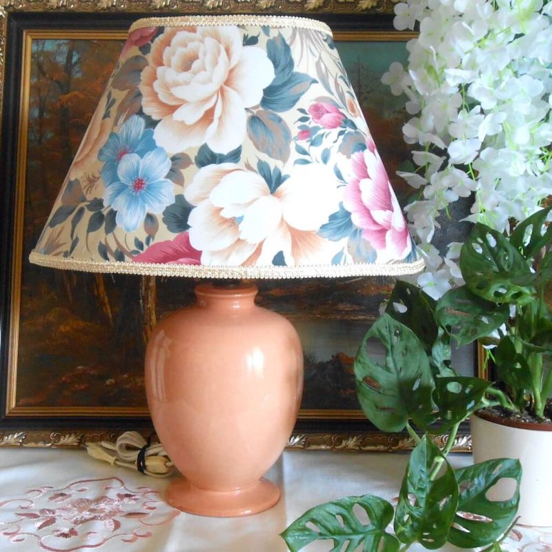 Lampe - Porcelaine PECHE - Fleuri Galon doré