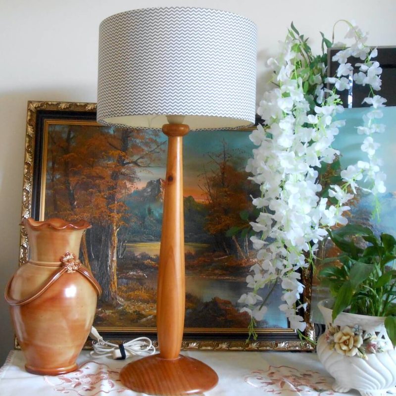 Lampe - Grande Pied BOIS AbatJour ZIGZAG