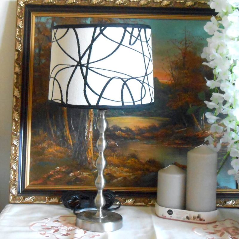 Lampe - Pied Métal Argenté ZIGZAG Noir