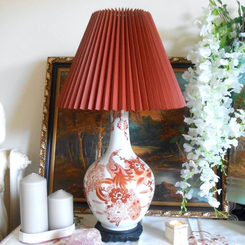 Lampe - Grande Beige OISEAU AbatJour PLISSÉ Rouille