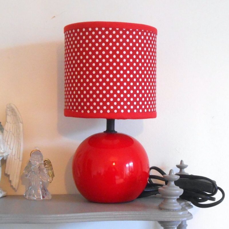 Lampe - Petite céramique POIS rouge