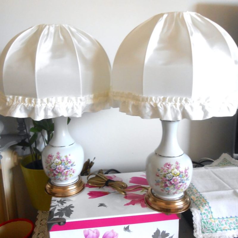 Lampe 2 - modèles shabby abatjour satin crème